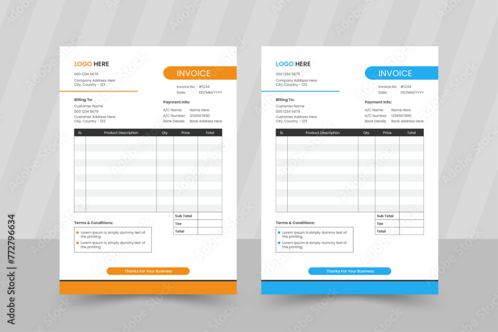 Creative simple modern invoice vector design template layer organized a4 template Creative simple modern invoice vector design template layer organized a4 template