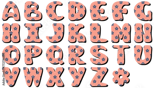 different texture scrapbook alphabet on white background	
