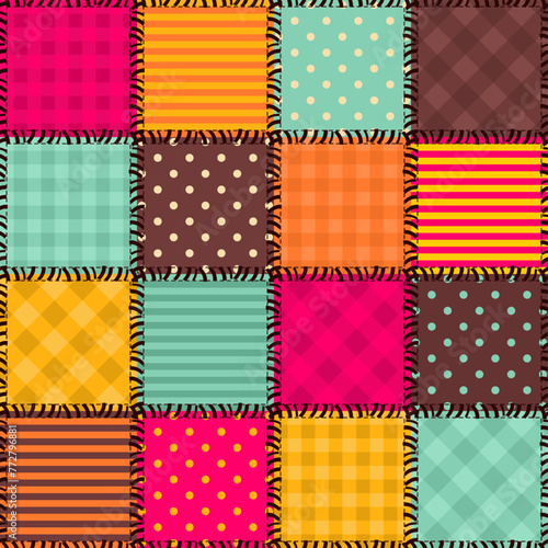 patchwork background with different patterns
