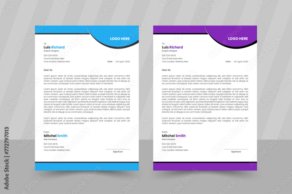 Creative modern corporate company business letterhead design template a4 size template