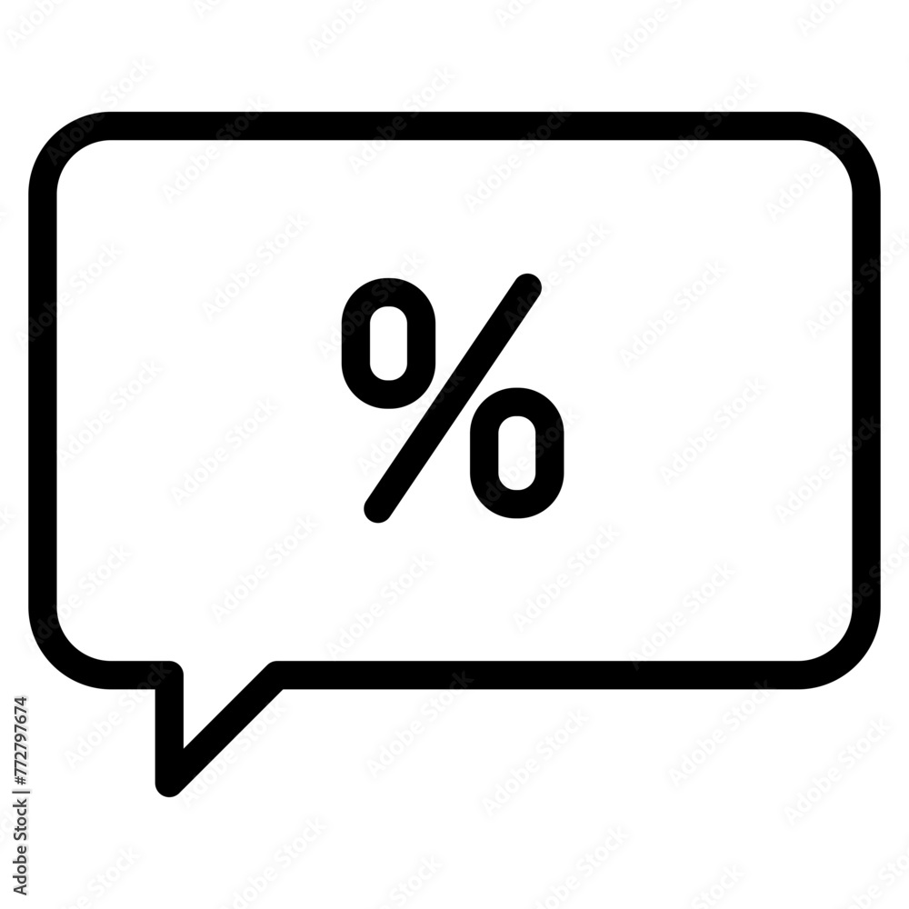 speech bubble with percent icon speech bubble with percent icon