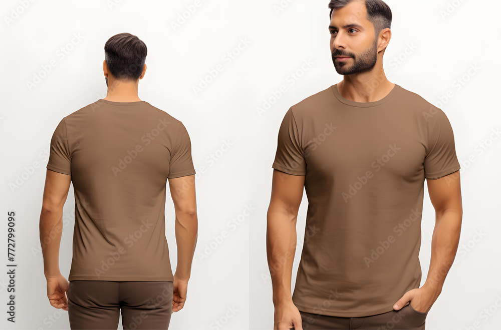 Mockup of a brown t-shirt on a white background Mockup of a brown t-shirt on a white background