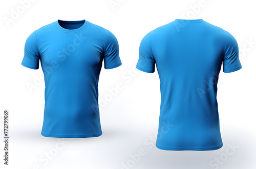 Mockup of a blue t-shirt on a white background