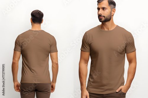 Mockup of a brown t-shirt on a white background