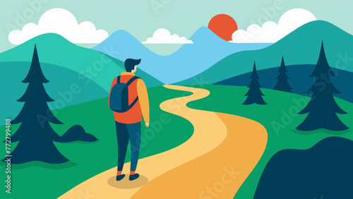 While hiking along a winding trail a hiker feels fully immersed in nature. They let go of all distractions and worries surrendering to the