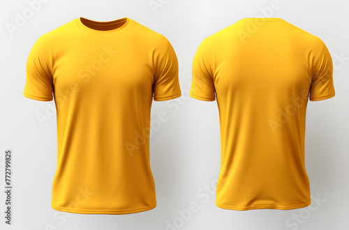 Mockup of a yellow t-shirt on a white background