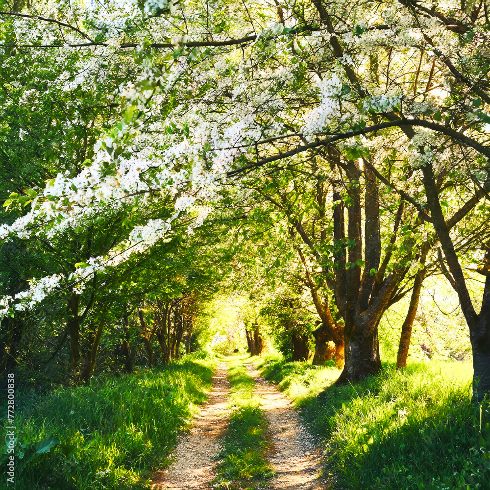 Obraz premium 벚꽃 우거진 길