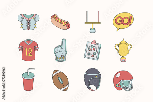 Hand Drawn Doodle Rugby Illustration Set