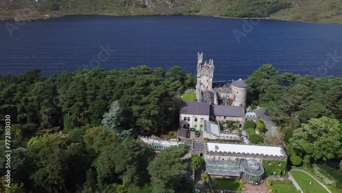 Glenveagh Castle is a large castellated mansion located in Glenveagh National Park, County Donegal, Ireland and was built in about 1870. Aerial Shot of the Castle. Part 1. photo