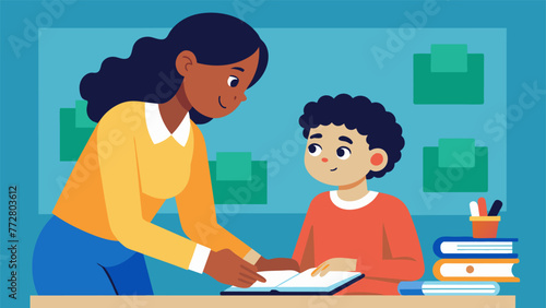 A teacher spends oneonone time with a struggling student providing guidance understanding and encouragement and helping to build a secure