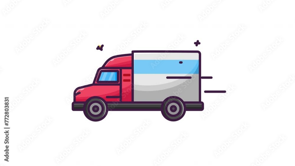 Animation of a Fast Moving Delivery Service Truck. Loop HD video. Transparent Background. Animation of a Fast Moving Delivery Service Truck. Loop HD video. Transparent Background.