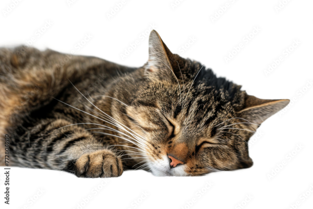 Sleeping Cat Isolated on Transparent Background