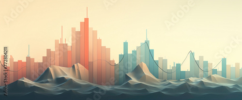 A minimalist interpretation of stock market trends, with clean lines and muted colors creating a sense of calm amidst volatility.