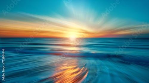 Abstract ocean sunrise with rays of light