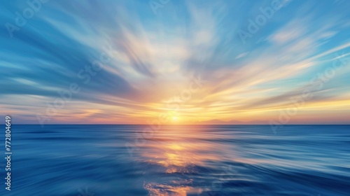 Sunset over the ocean with dynamic clouds © iVGraphic