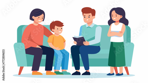 A family attending a therapy session together demonstrating the importance of addressing and resolving conflicts in a healthy and productive