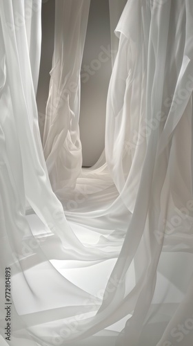 Elegant white fabric drapery with soft light