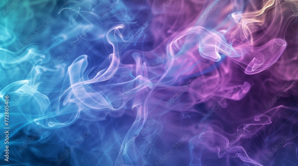 Abstract colorful smoke swirls on dark background