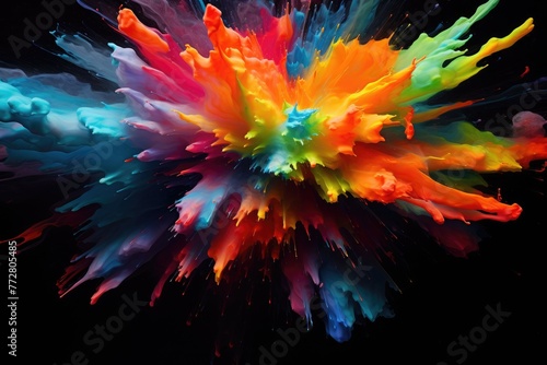 Colored powder explosion on gradient dark background  concept  Closeup Abstract colorful explosion on a black background  Ai generated