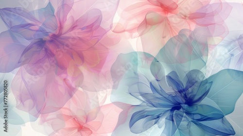 Abstract floral background with translucent flowers