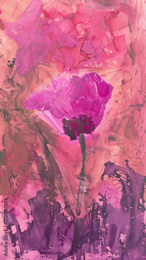 Abstract pink flower painting