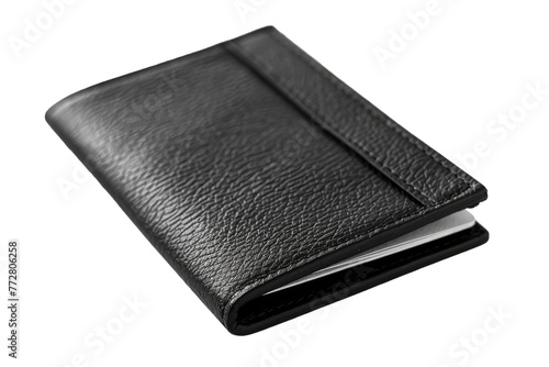 Black Leather Wallet on White Background