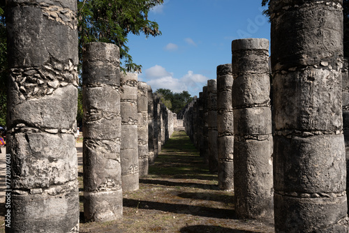 Set of ancient columns at Chichen Itza, Mexico