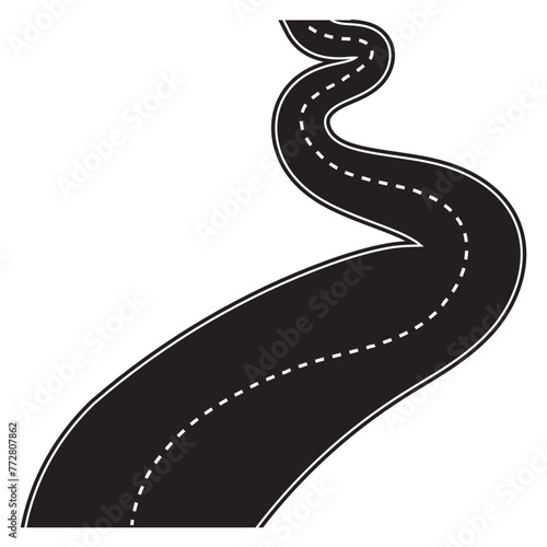 Straight road with white markings vector illustration. Highway road icon. Business concept simple flat pictogram on isolated background.