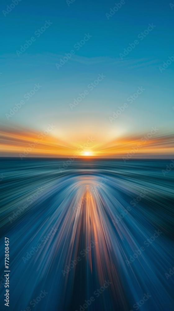 Abstract ocean sunrise with motion blur effect