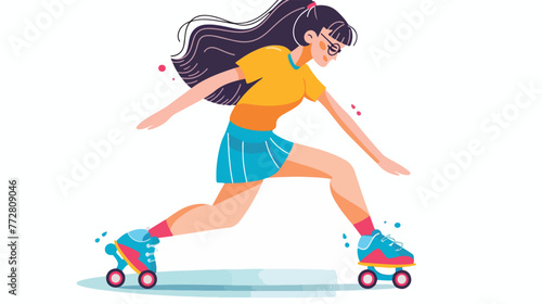 A vector pictogram of a roller skating girl flat vector