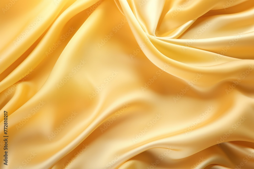 Fototapeta premium Closeup of rippled one yellow color silk fabric Whole background Abstract background, AI generated