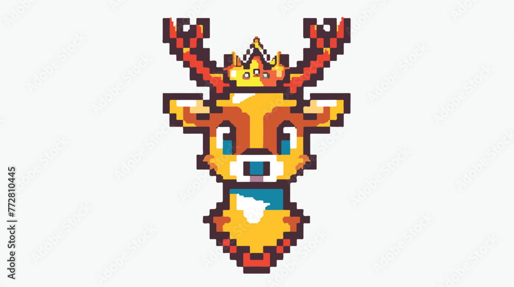 Animal character with a crown on his head pixel art 
