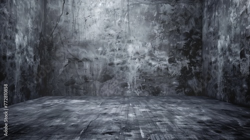 Gray concrete wall and floor texture background  large banner with copy space  Generative AI