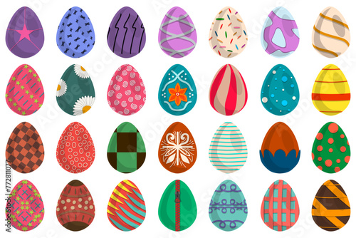 Illustration on theme celebration holiday Easter with hunt colorful bright eggs