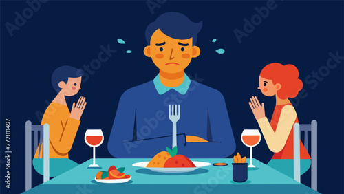 As the dinner progresses the person becomes increasingly withdrawn retreating into themselves and shutting down in response to the rejection