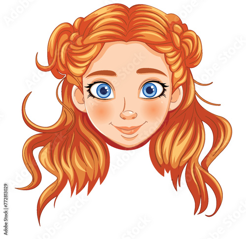 Vector illustration of a smiling young redhead girl.