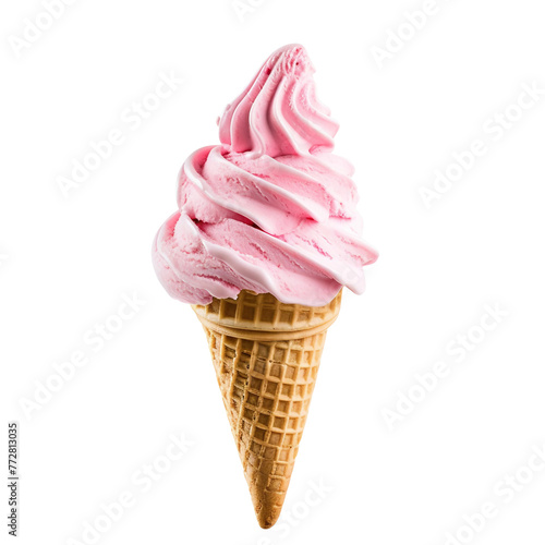 Transparent Strawberry Ice Cream on Cone