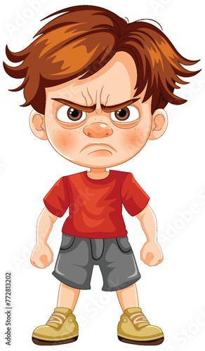 Illustration of a young boy looking upset and angry.