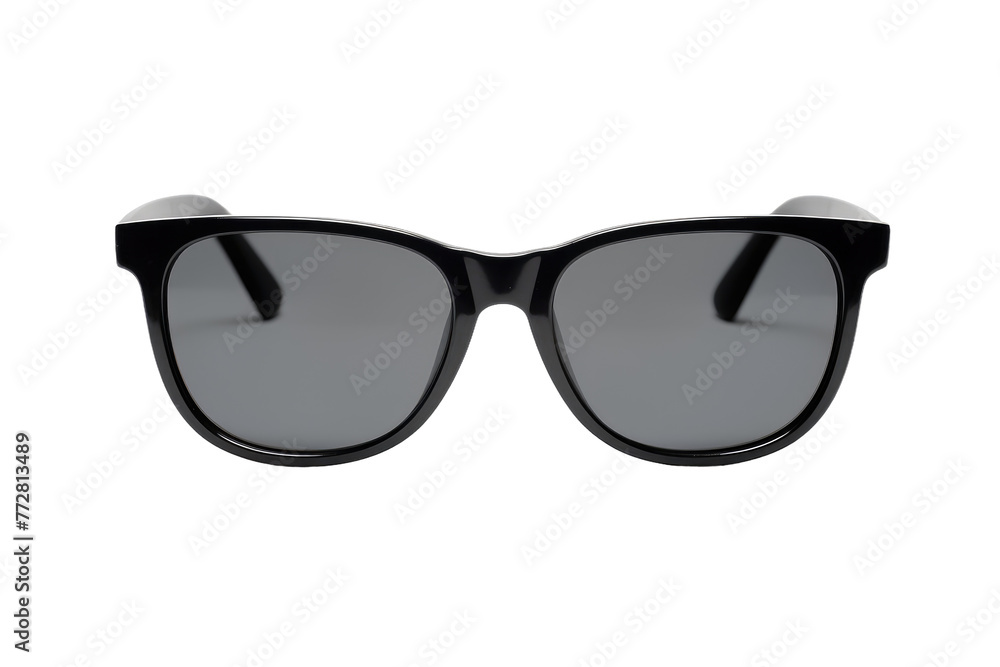 Shadowed Serenity: A Pair of Black Sunglasses on White Background. On a Clear PNG or White Background. Shadowed Serenity: A Pair of Black Sunglasses on White Background. On a Clear PNG or White Background.