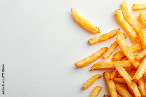 french fries isolated in pure solid white background