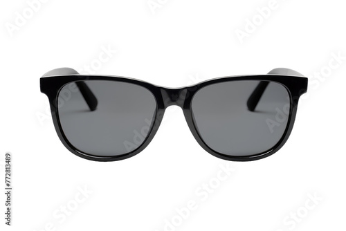 Shadowed Serenity: A Pair of Black Sunglasses on White Background. On a Clear PNG or White Background.