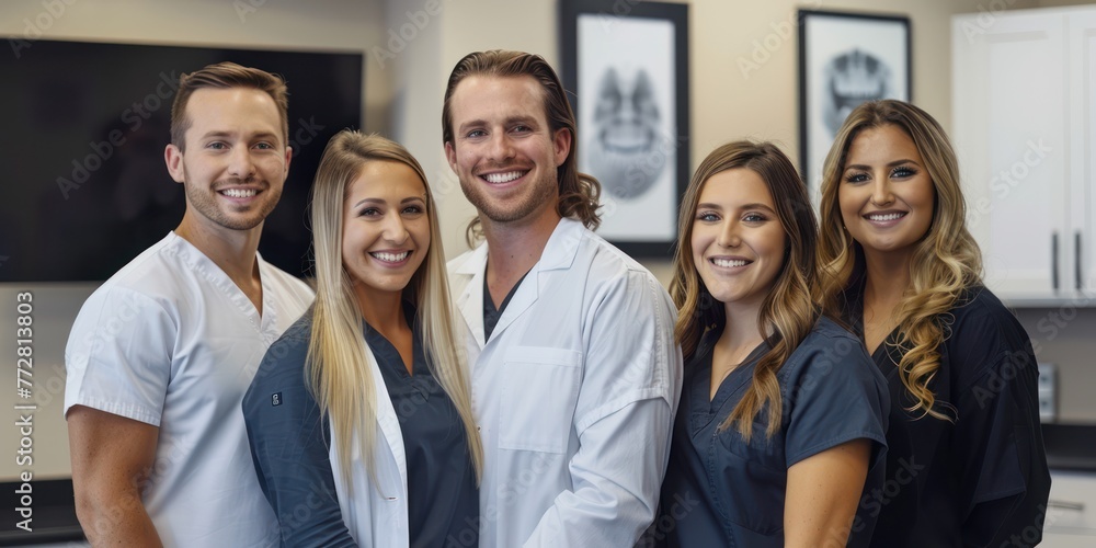 Team work concept with Group photo of dental office staff Team work concept with Group photo of dental office staff