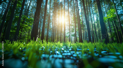 Green forest with sunlight  leaf  landscape  beauty in nature  growth