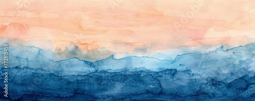 Abstract watercolor landscape with gradient sky