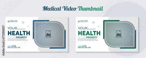 Creative Medical healthcare video thumbnail Template Design with hospital Doctor promotion Banner and video cover