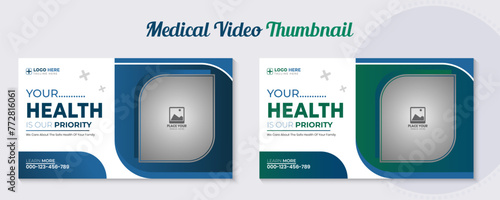 Creative Medical healthcare video thumbnail Template Design with hospital Doctor promotion Banner and video cover