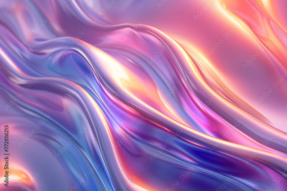 Dynamic shimmering metallic wave in motion with iridescent and holographic effects, perfect for various design purposes. Dynamic shimmering metallic wave in motion with iridescent and holographic effects, perfect for various design purposes.