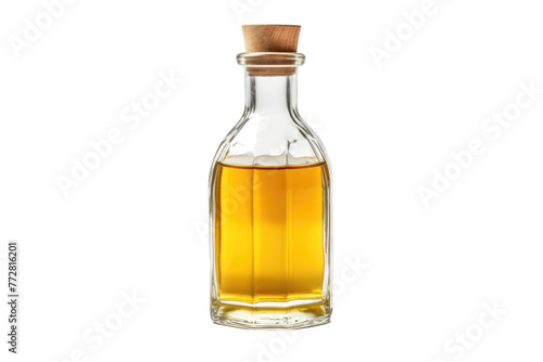 Elixir of the Forest: Wooden Stopped Oil Bottle. On a Clear PNG or White Background.