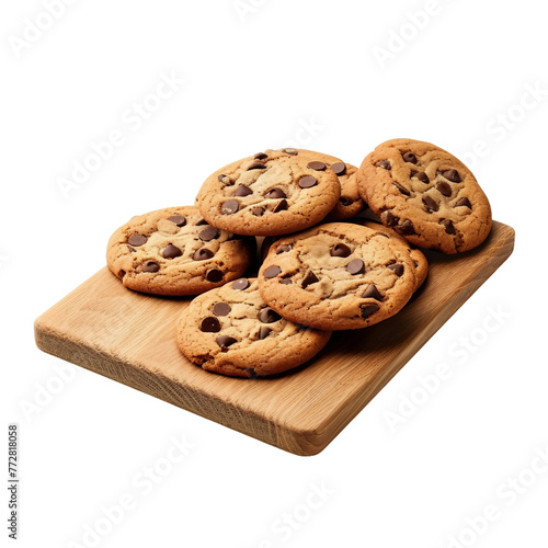 Transparent Cookies with Choco Chocolate chips on Cutting Board