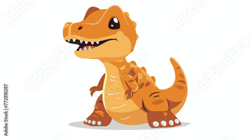 Cartoon baby tyrannosaurus dinosaur sitting flat vector
